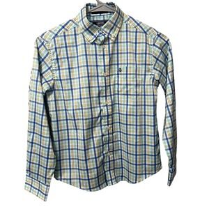 IZOD Boys Stretch Plaid Button Down Long Sleeve‎ Shirt Preppy Size Medium 10/12